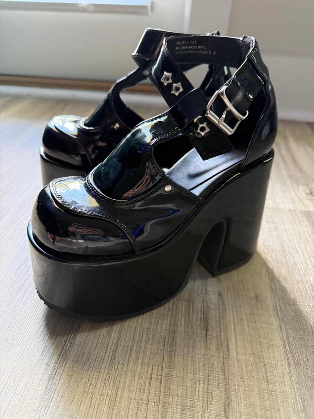 Demonia Black Mary Jane Platform s - Picture 2 of 5